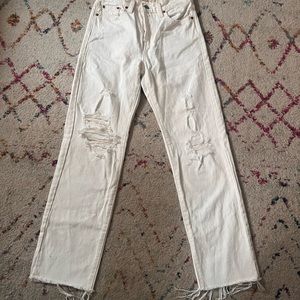 Levi’s White Distressed Wedgie Straight Jeans